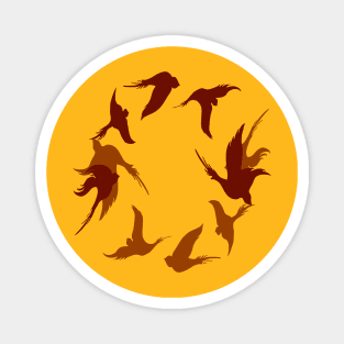 Swallows In Flight Stylized Silhouette Art Red Orange Magnet